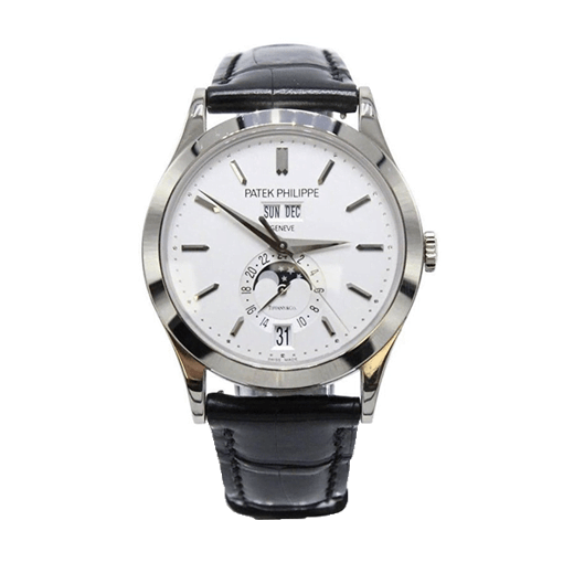 patek-philippe-complications-white-dial-black-leather-replica-watch
